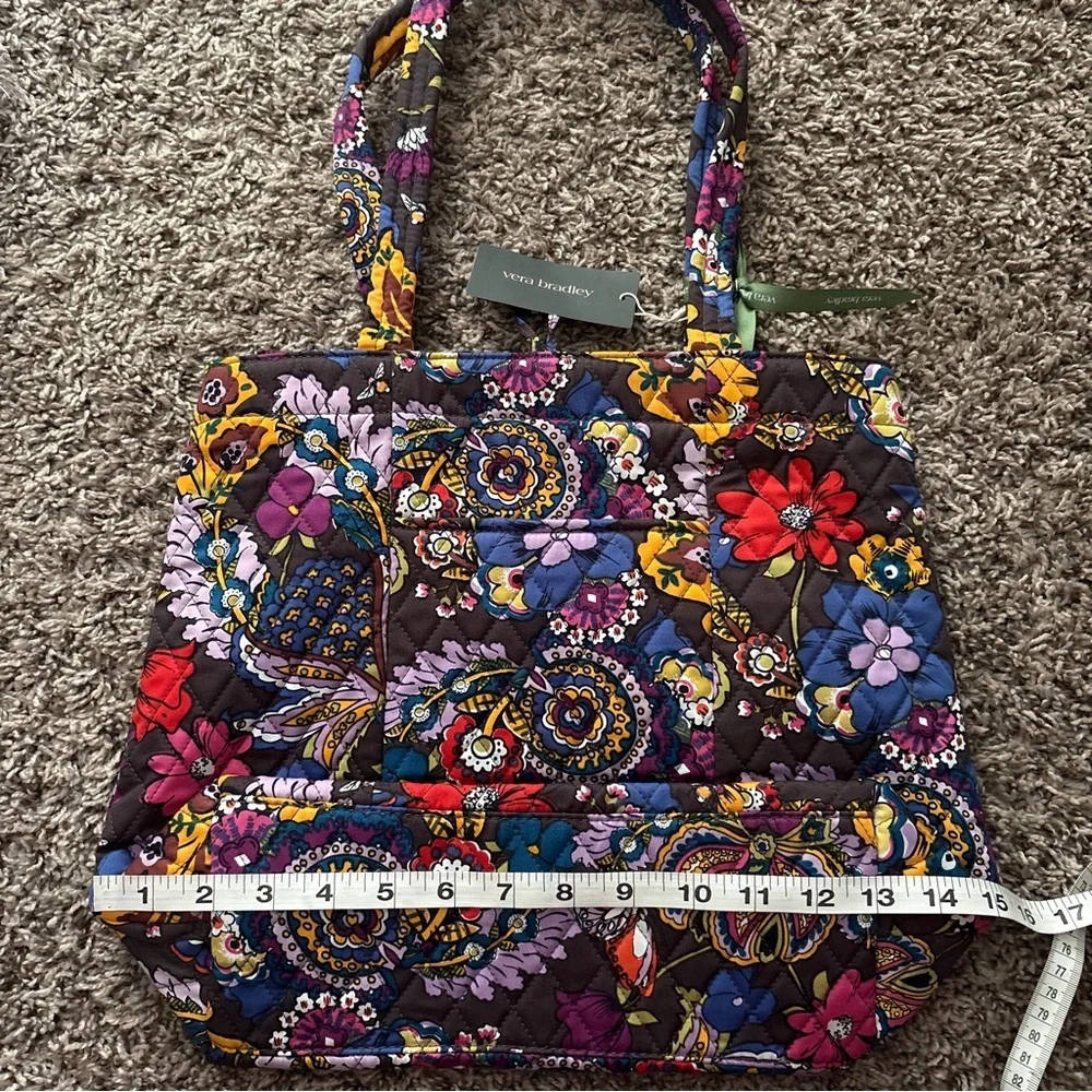 Vera Bradley Quilted Floral Tote in Purple with Multicolor Accents